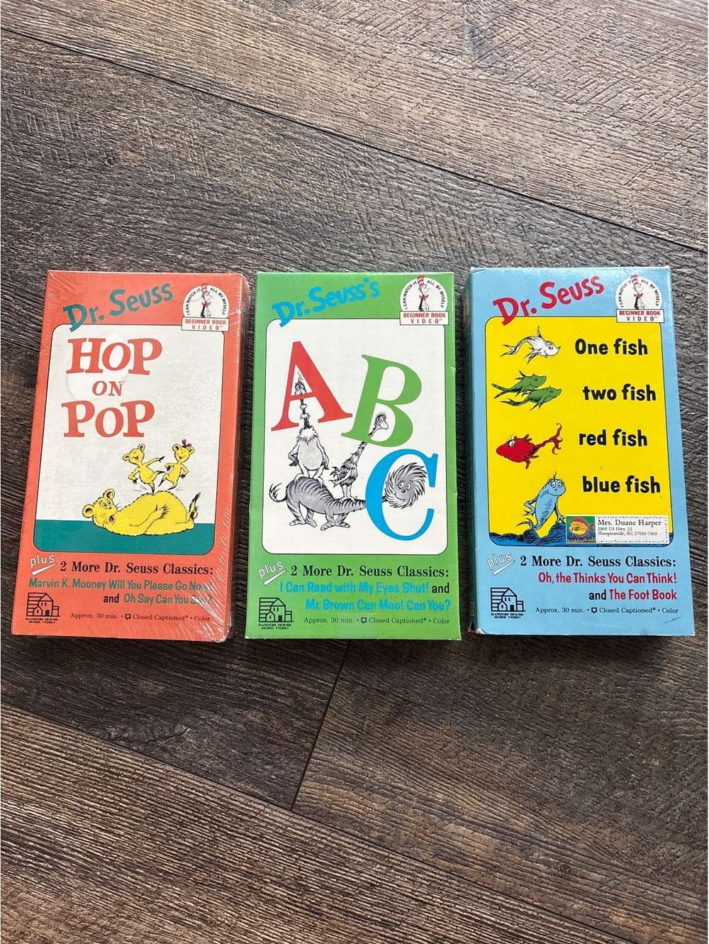 Vintage VRS Movie Tapes Dr. Seuss Beginner Book Set Hop on Pop, ABC, One Fish